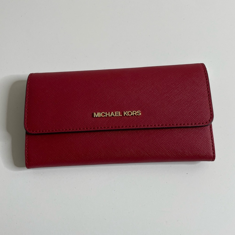 Michael Kors Large Trifold Wallet Scarlet Red